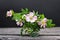 Mothers Day flowers. Still life with wild roses in vase