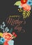 Mothers Day Greeting Card with Flowers Bouquet. Happy Mother Day Floral Banner. Best Mom Poster, Flyer Spring Celebration