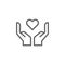 Mothers day hands with heart outline icon. Element of mothers day illustration icon. Signs and symbols can be used for web, logo,