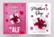 Mothers Day sale banners and flyers design set with beautiful gift box, paper hearts and flowers