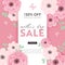 Mothers Day Sale Design. Spring Promo Discount Banner Template with Paper Cut Flowers for Flyer, Poster, Voucher Advertising
