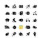 Motion black glyph icons set on white space