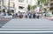 Motion blur of crowd waiting for across the street at the crosswalk