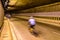 Motion blur of cyclist in underground road