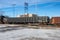 Motion Blur of Freight Train Crossing Tracks