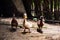 Motion blur or low shutter shots of ducks approaching towards the camera. Beautiful and cute three duckling roaming