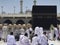 Motion blur of Muslim pilgrims circumambulate the Kaaba counter-clockwise at Masjidil Haram in Makkah, Saudi Arabia