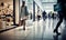 motion blur of people with shopping bags in a busy shopping mall. retail sale and discount