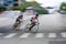 Motion Blur Of Teen Cyclist Racing In Athens Twilight Criterium