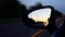 *Motion Blur Version* Driving Left Side Mirror During the Evening.  Driver Point of View POV Side View Mirror