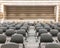 Motion blur of view of empty seminar after finish meeting and audience go out in a seminar room background