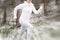 Motion blurred runner in winter