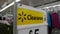 Motion of clearance sign on woman clothes inside Walmart store