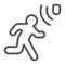 Motion detection line icon, security and detector, walking man sign, vector graphics, a linear pattern