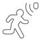 Motion detection thin line icon, security and detector, walking man sign, vector graphics, a linear pattern