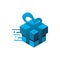 Motion fast move delivery blue color gift box logo design