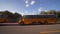 Motion footage of yellow school buses