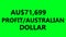 Motion graphic of profit increasing. Amount of profit going up. Profit in Australian Dollar. Increasing profit animation
