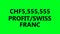 Motion graphic of profit increasing. Amount of profit going up. Profit in SWISS FRANC. Increasing profit