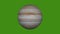 Motion graphic rendering isolated on green screen background of planet Jupiter gas bands rotating.