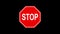 Motion graphic video animation. Attention road stop sign. Red shape octagon icon with white stop lettering