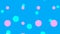 Motion graphics of blue, pink and white bubbles of various sizes, popping,fading and revolving, on blue background