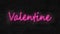 Motion graphics Valentines text is neon on a concrete wall.