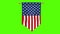 Motion graphics of a waving United States of America pennant on a green screen background