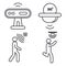 Motion sensor detector icons set, outline style