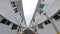 Motion walking between two symmetrically alley double-storey buildings street