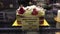 Motion of white chocolate strawberry cake on display rack