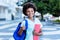 Motivated african american female student showing thumb up