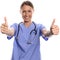 Motivated female doctor giving a thumbs up