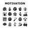 motivation human success icons set vector