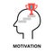 Motivation icon, flat thin line vector illustration
