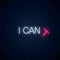 Motivation quote with falling T letter to read i can instead i can`t glowing neon illustration Positive attitude concept