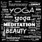 motivation yoga word cloud, word cloud use for banner, painting, motivation, web-page, website background, t-shirt & shirt