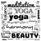 motivation yoga word cloud, word cloud use for banner, painting, motivation, web-page, website background, t-shirt & shirt