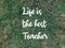 Motivational and inspirational quote with phrase LIFE IS THE BEST TEACHER