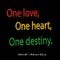 Motivational quote, vector lettering poster.  isolated on black background. One love one heart one destiny - 3D