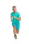 Motivational song. Man sportsman running with headphones. Runner handsome strong guy in motion isolated on white. Music