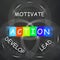 Motivational Words Displays Action Develop Lead and Motivate