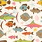 Motley fishes seamless pattern