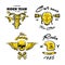 Moto biker theme, icon set. Cafe racer. Golden