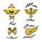 Moto biker theme, icon set. Cafe racer. Golden