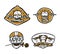 Moto biker theme, icon set. Cafe racer. Golden, white