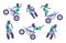 Motocross biker. Freestyle jumpers on sport bike free run agressive style exact vector motocross illustration in cartoon