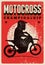 Motocross Championship typographical vintage grunge style poster. Silhouette of a motocross rider on a motorcycle. Retro vector il