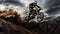 Motocross driver jumping over obstacle created with Generative AI