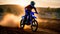 Motocross driver with mx bike on a dirt track. Extremely detailed and realistic high resolution concept design illustration